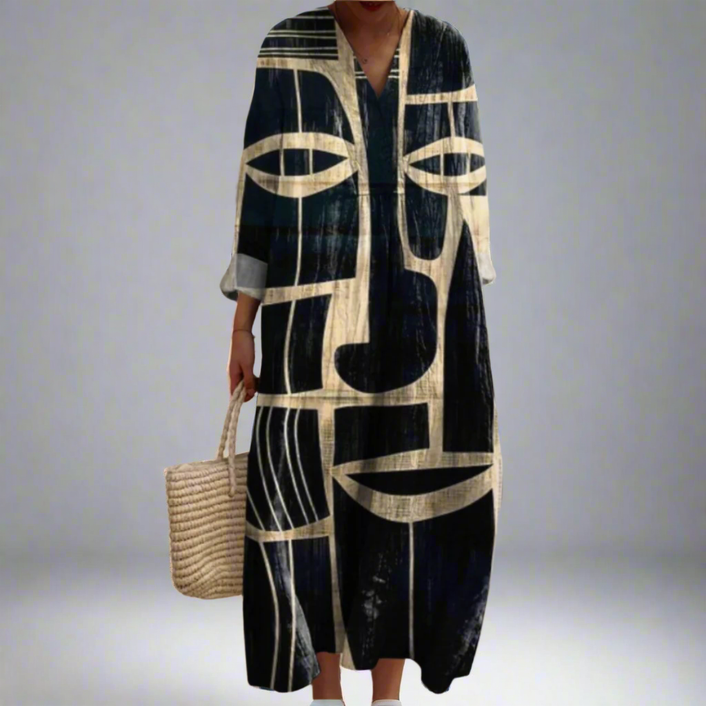 MW | Künstlerisches Midikleid im Tribal-Stil inspiriert