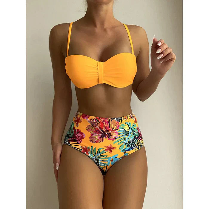 MW | Schicker Bikini mit hoher Taille und Blumendessin