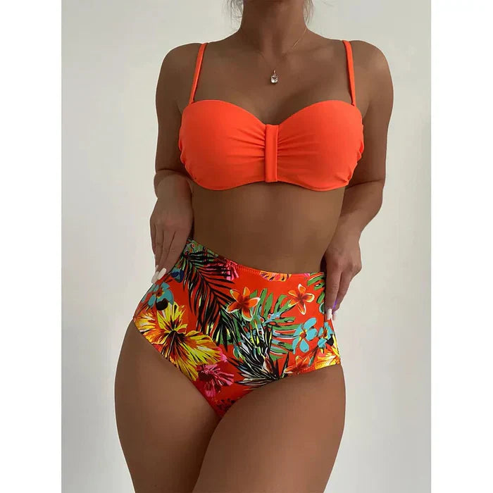 MW | Schicker Bikini mit hoher Taille und Blumendessin