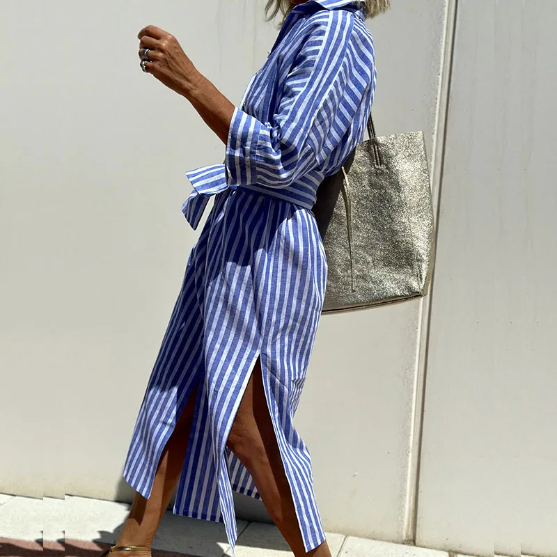 MW | Bequemes gestreiftes Midikleid