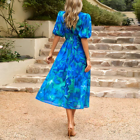 MW | Vintage Glam Laternenärmel Midikleid