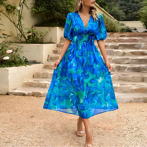 MW | Vintage Glam Laternenärmel Midikleid