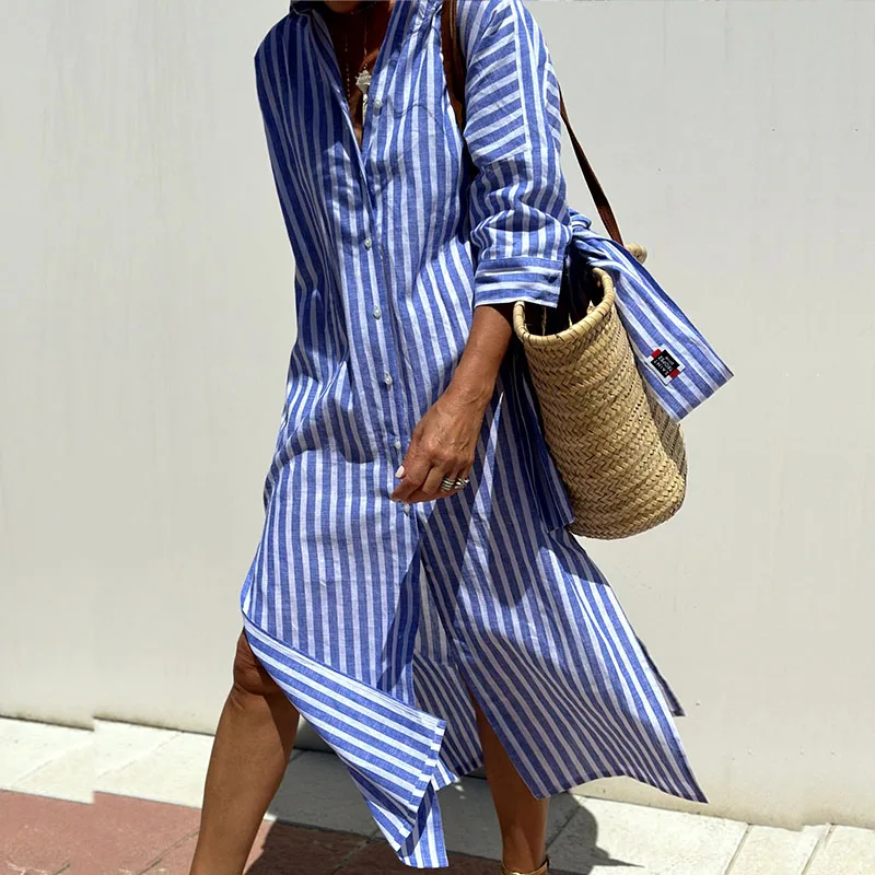 MW | Bequemes gestreiftes Midikleid