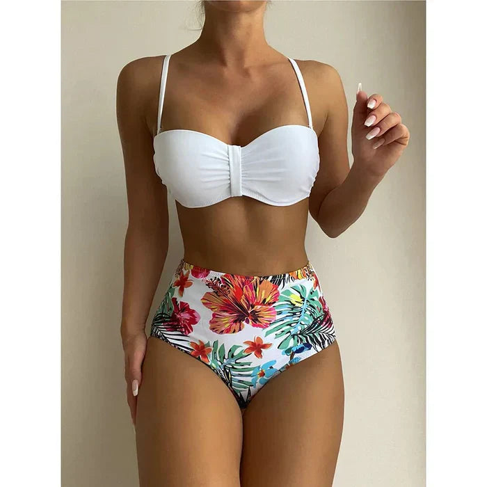 MW | Schicker Bikini mit hoher Taille und Blumendessin