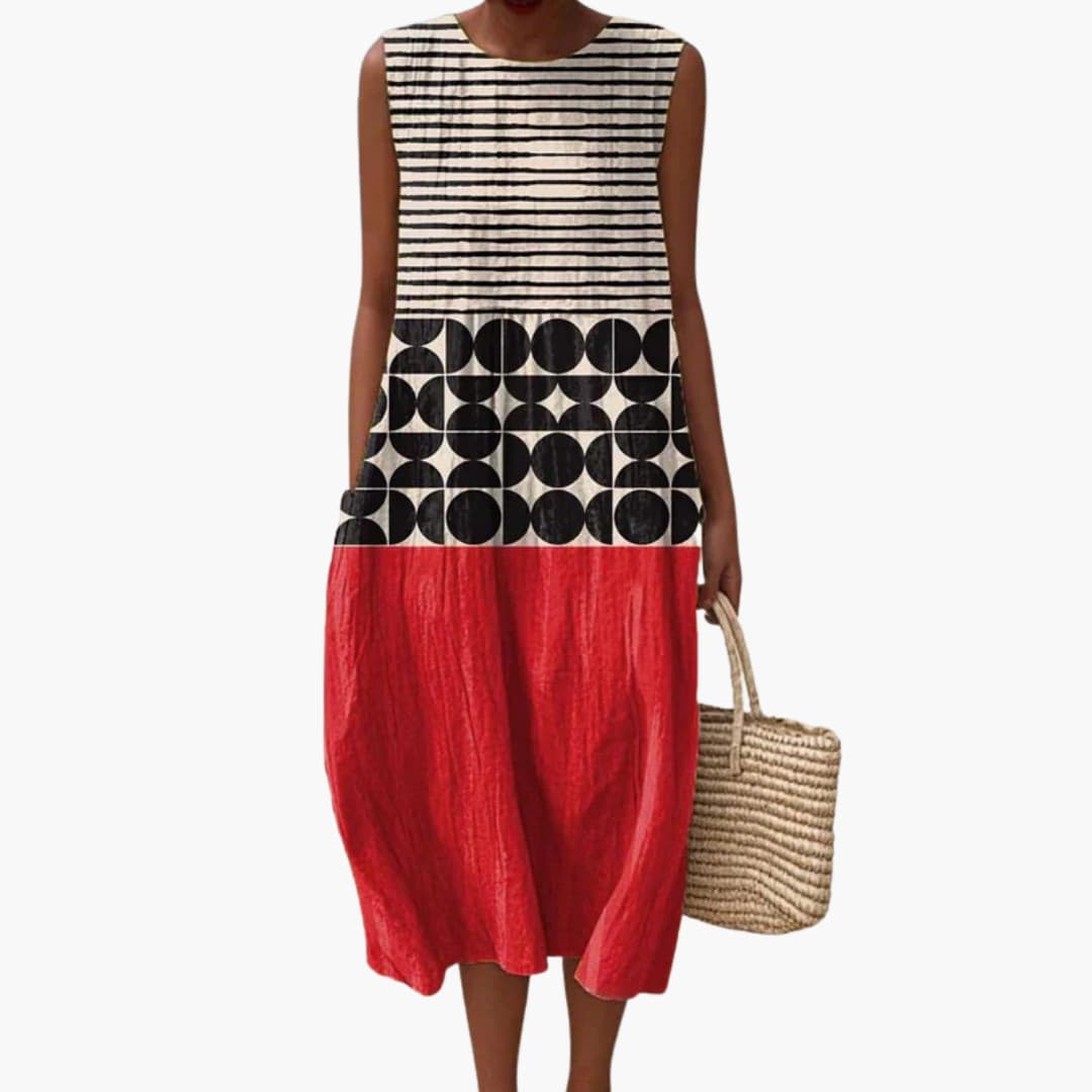 MW | Damen ärmelloses Midikleid mit Taschen für den Sommer