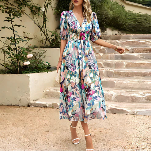 MW | Vintage Glam Laternenärmel Midikleid