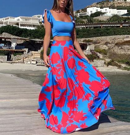 MW | Sexy zweiteiliges Sommerkleid mit Boho-Print
