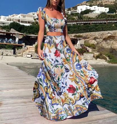 MW | Sexy zweiteiliges Sommerkleid mit Boho-Print