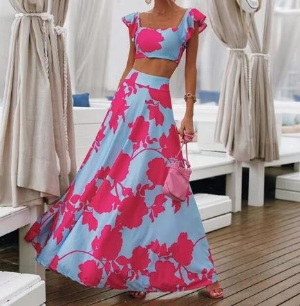 MW | Sexy zweiteiliges Sommerkleid mit Boho-Print