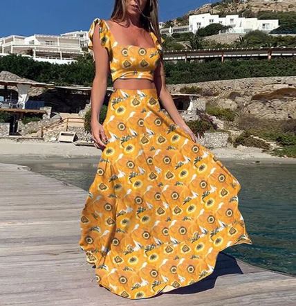 MW | Sexy zweiteiliges Sommerkleid mit Boho-Print