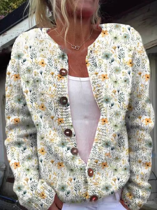 MW | Strickjacke mit floralem Muster