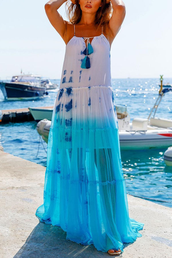 MW | Island Evenings Gradient Print Quastenhalter Maxikleid