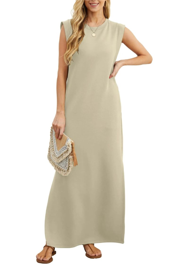 MW | Women's Casual Loose Split Faltenfreies Maxikleid