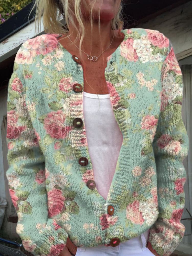 MW | Strickjacke mit floralem Muster
