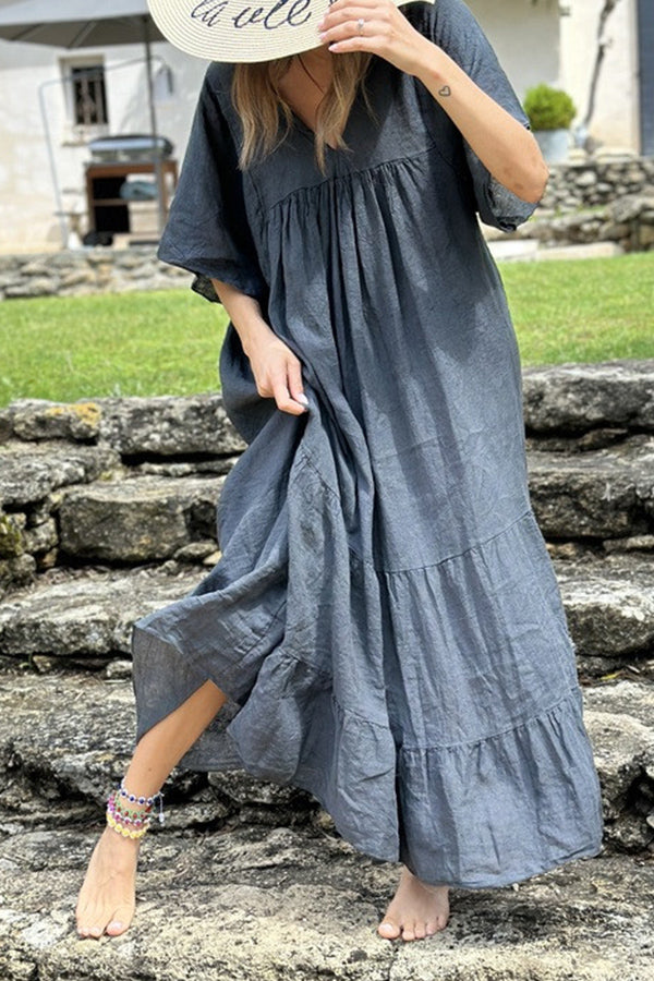 MW | MIRA Maxikleid mit V-Ausschnitt und Streifen
