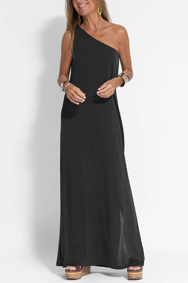 MW | Makellos und frei Ein-Schulter-Maxi-Kleid mit entspanntem Schlitz