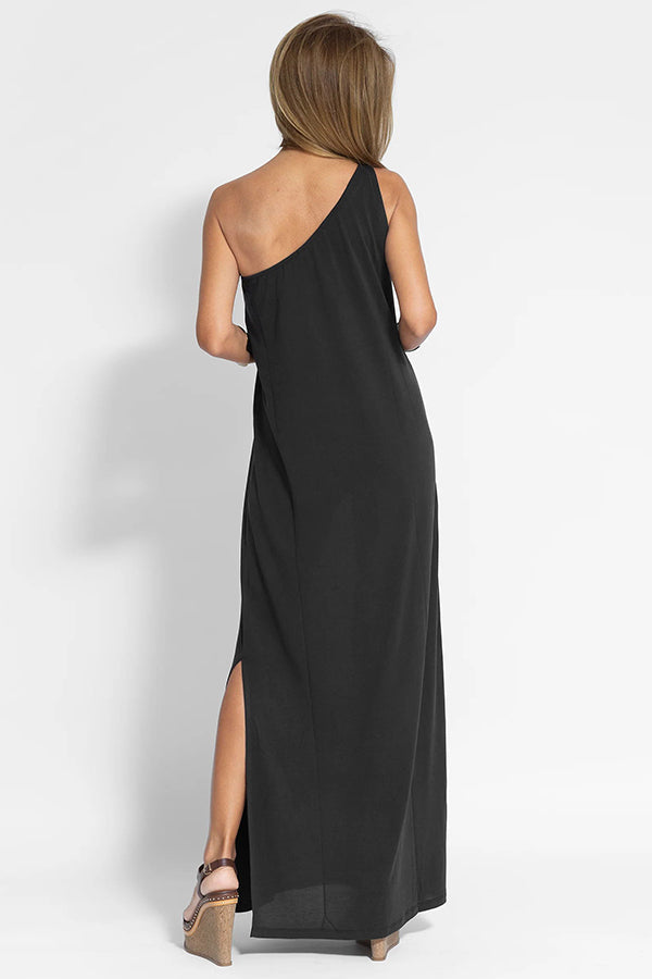 MW | Makellos und frei Ein-Schulter-Maxi-Kleid mit entspanntem Schlitz