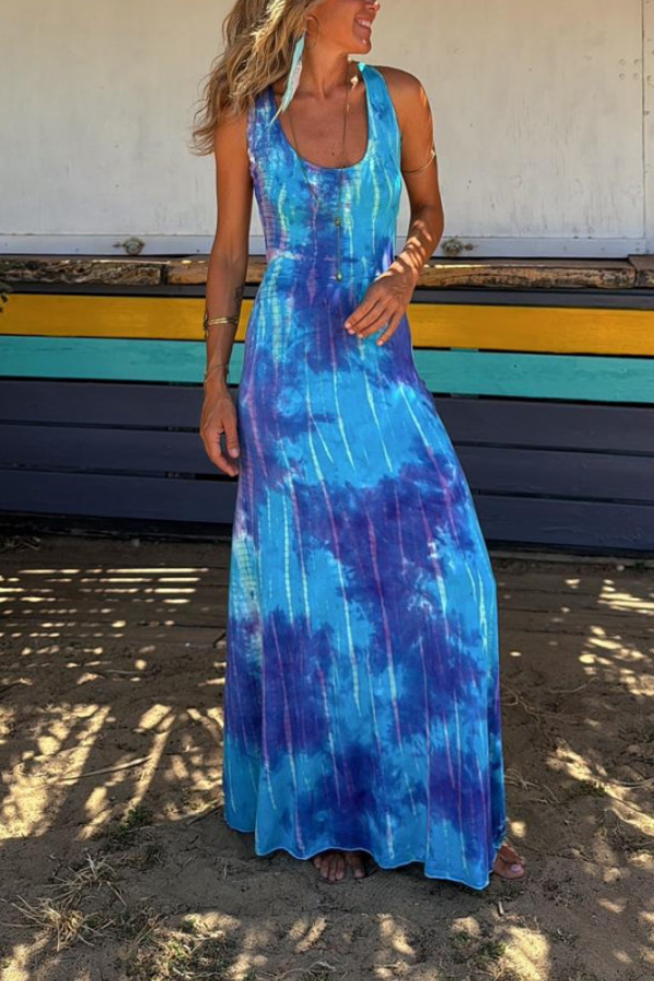MW | Kreuz Rücken Stretch Maxi Kleid