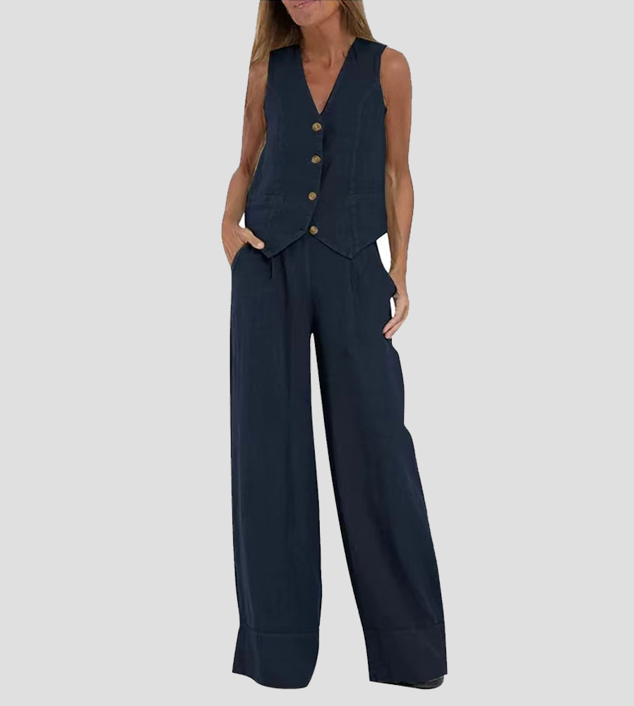 MW | Geknöpfte Weste & Hose mit weitem Bein Set