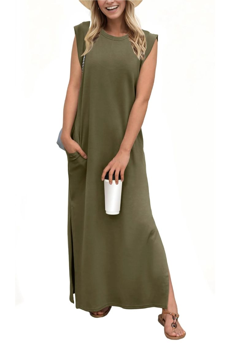 MW | Women's Casual Loose Split Faltenfreies Maxikleid