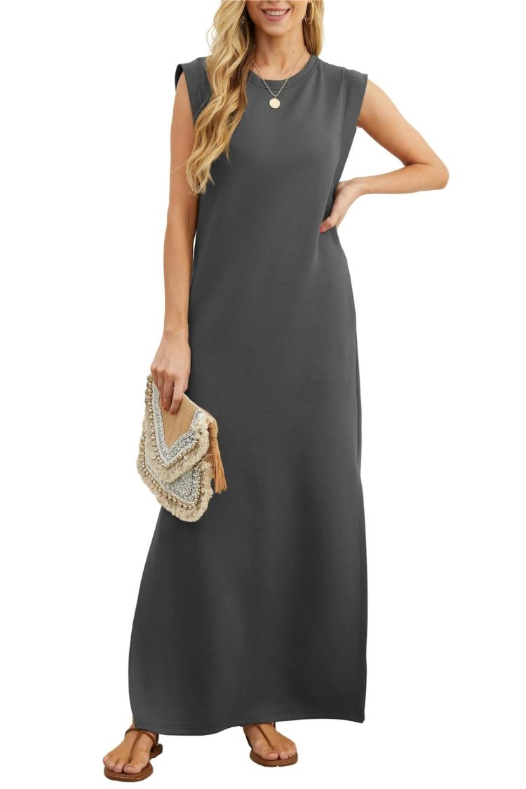MW | Women's Casual Loose Split Faltenfreies Maxikleid