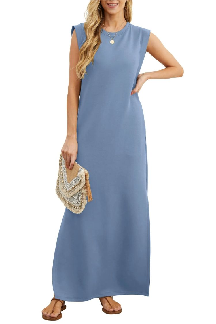 MW | Women's Casual Loose Split Faltenfreies Maxikleid