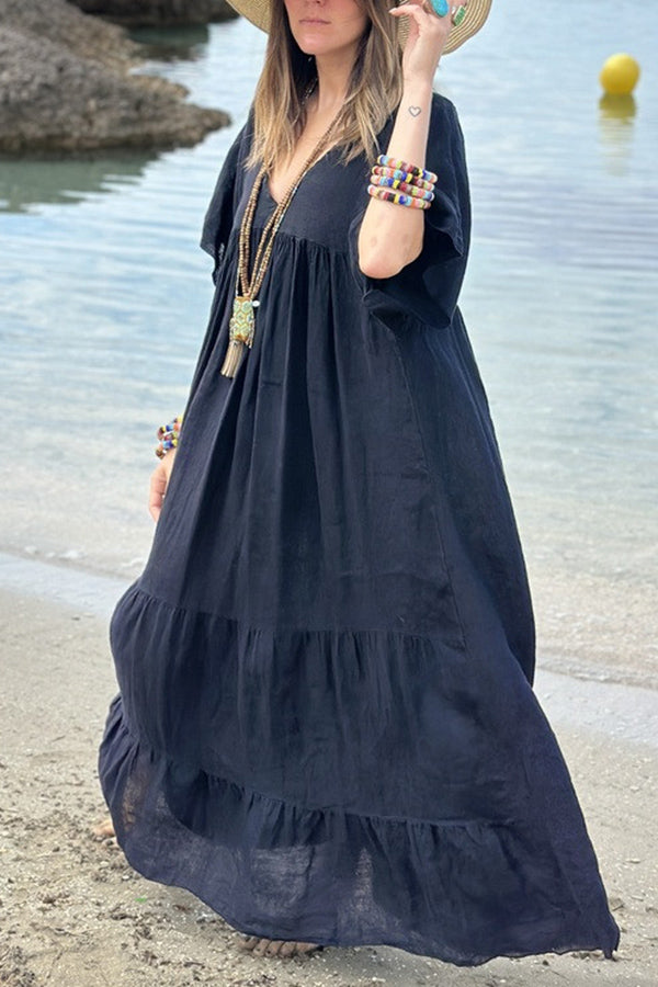 MW | MIRA Maxikleid mit V-Ausschnitt und Streifen