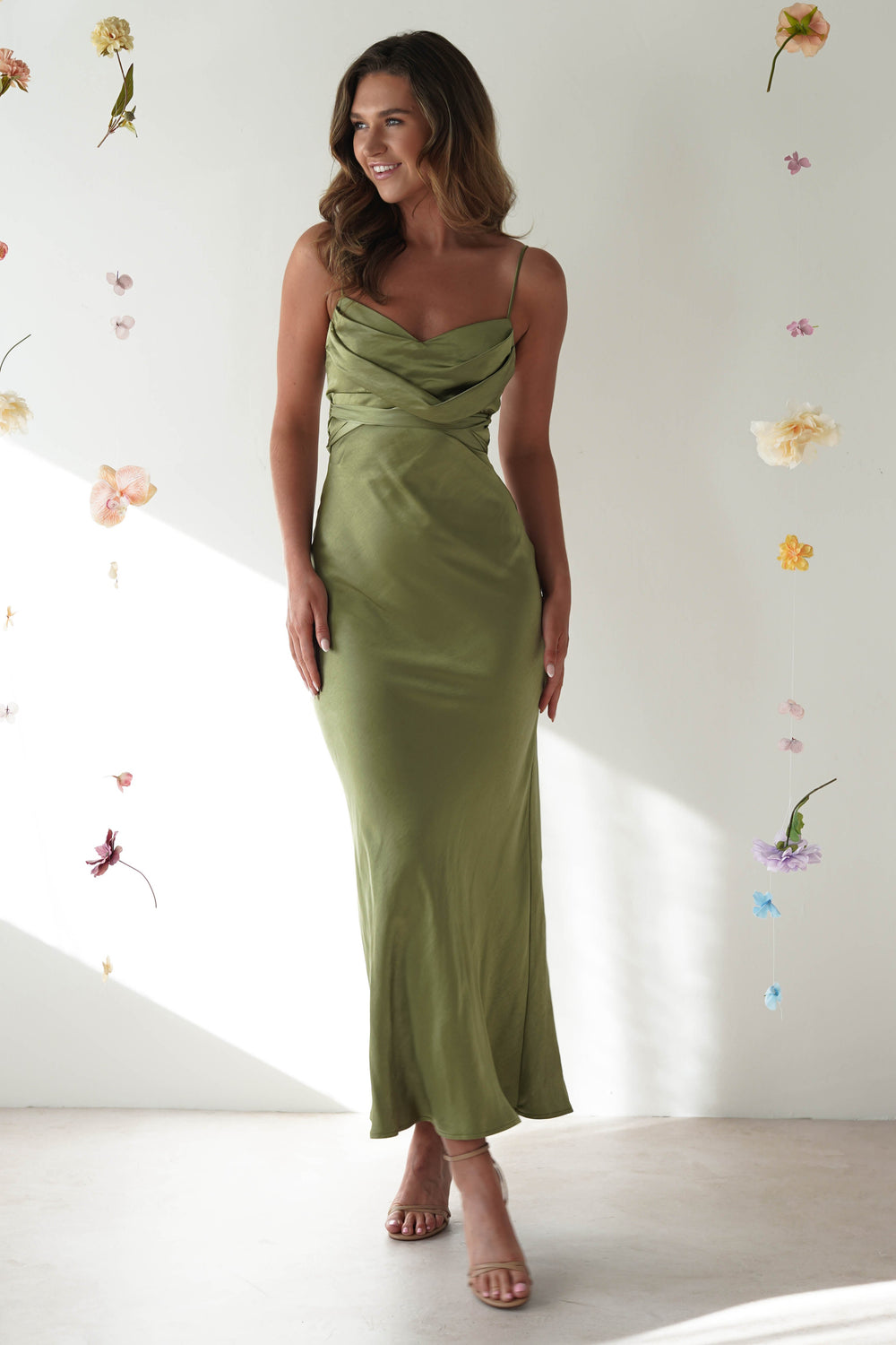 MW | Elegantes Midi-Abendkleid mit schmalen Trägern und trendigem Korsettdesign