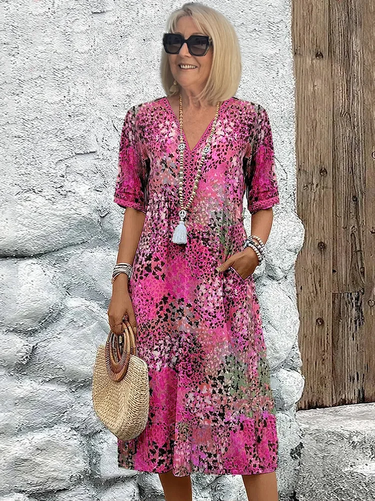 MW | Vibrierendes Midikleid mit Taschen für Frauen