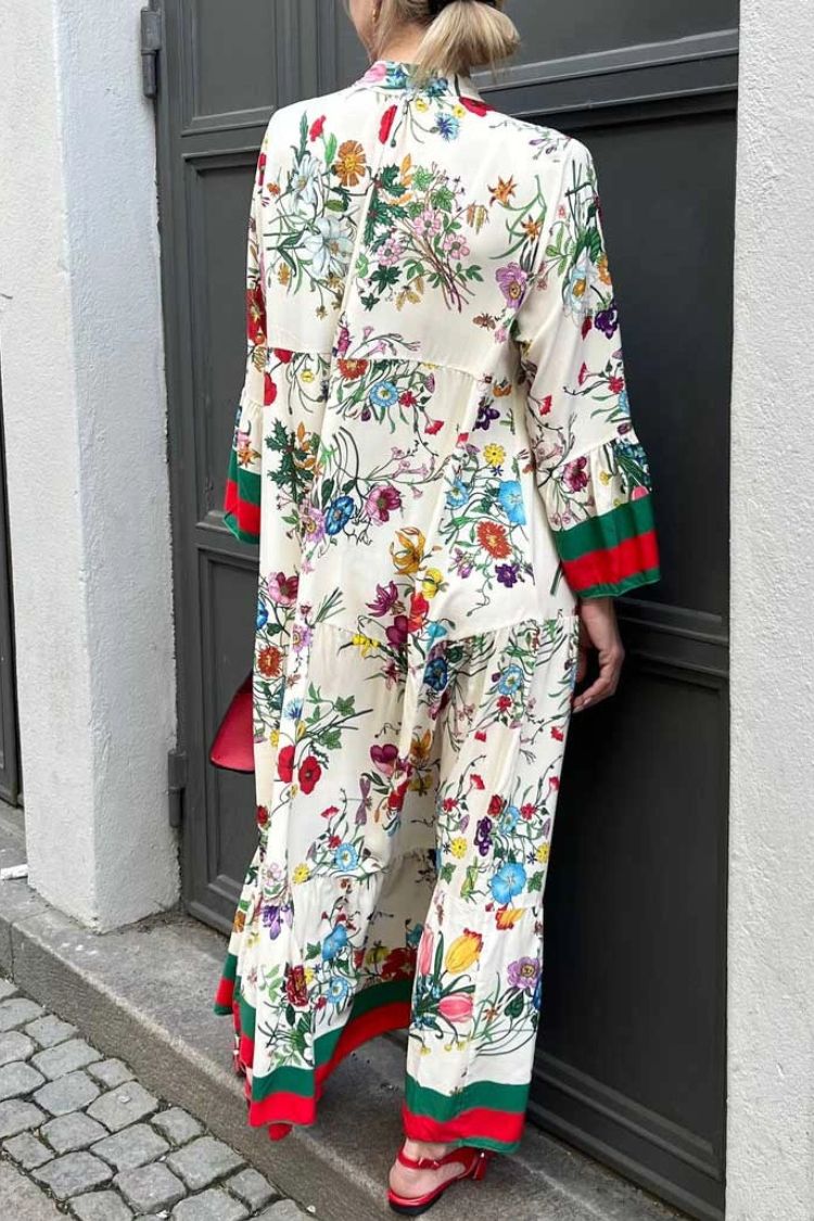 MW | Resort Floral Print Glockenärmel Maxikleid