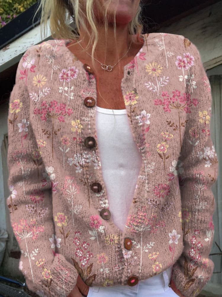 MW | Strickjacke mit floralem Muster