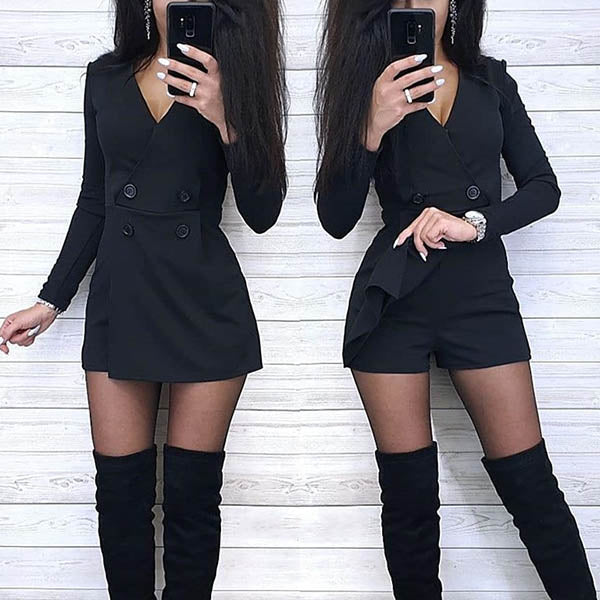MW | Sexy geknöpfter kurzer Jumpsuit