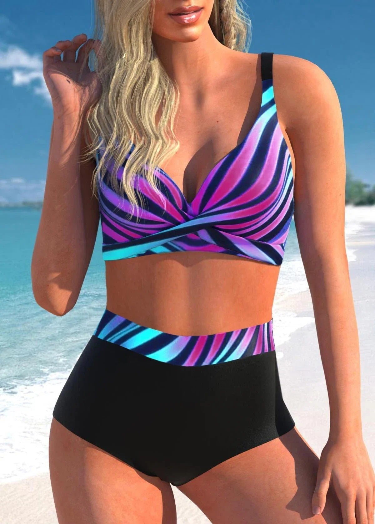 MW | Gepunkteter & gestreifter Bikini