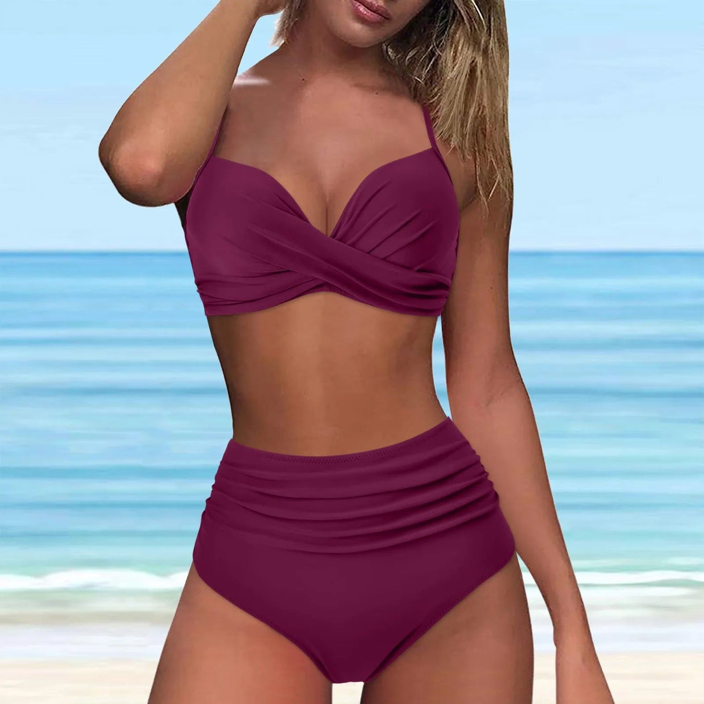 MW | Bikini mit hoher Taille und Twist-Front-Oberteil