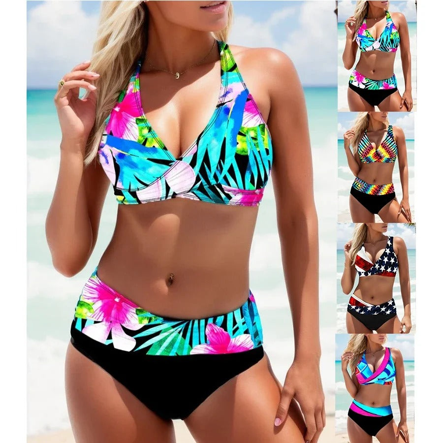 MW | Mehrfarbiger Bikini mit Seitenbändern