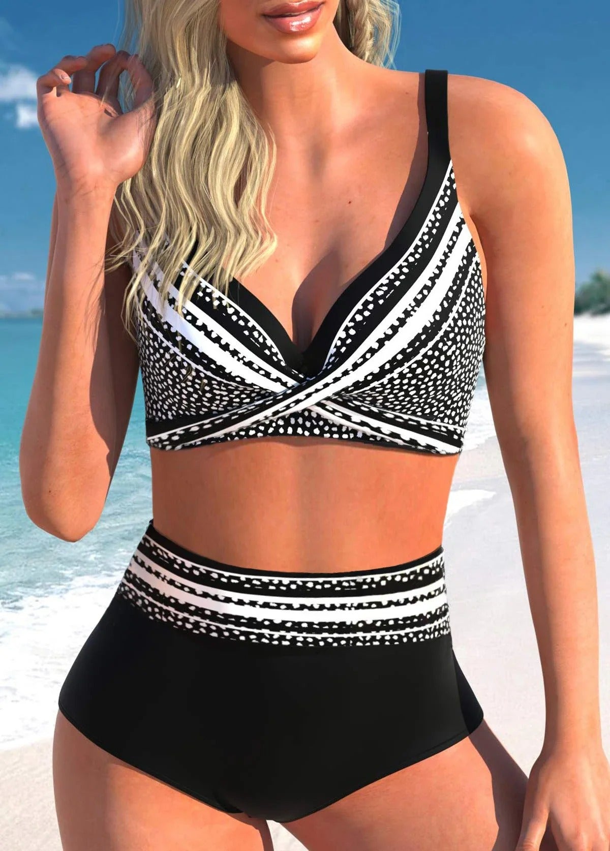 MW | Gepunkteter & gestreifter Bikini