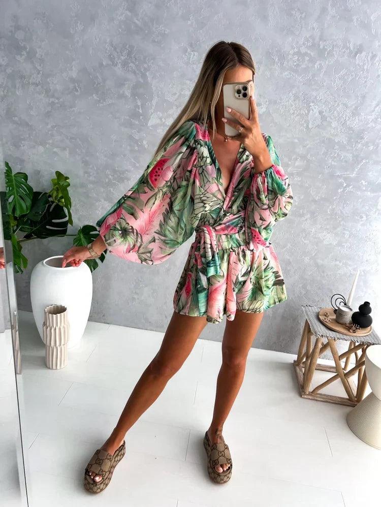 MW | Damen bedruckter Jumpsuit im böhmischen Stil