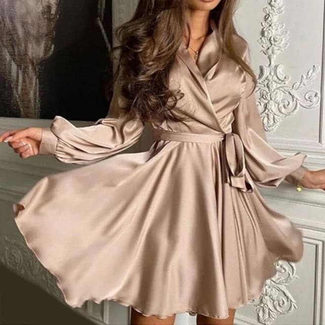 MW | Sexy Satin Schärpen A Line Minikleid