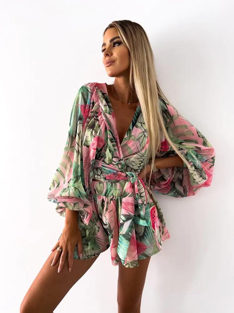 MW | Damen bedruckter Jumpsuit im böhmischen Stil