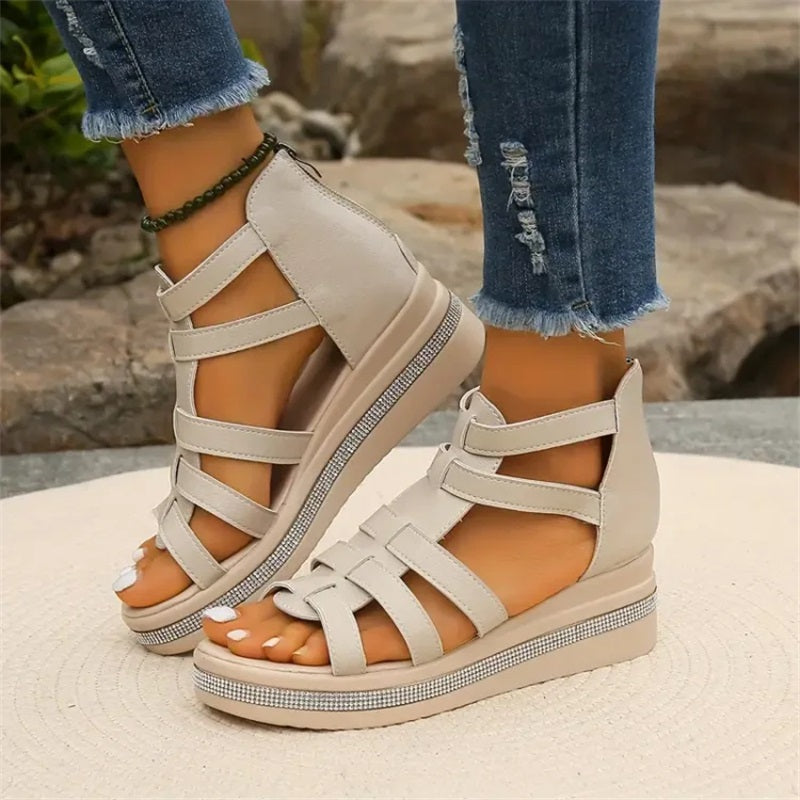 1+1 FREE: MW | Mit Strass besetzte Keilsandalen