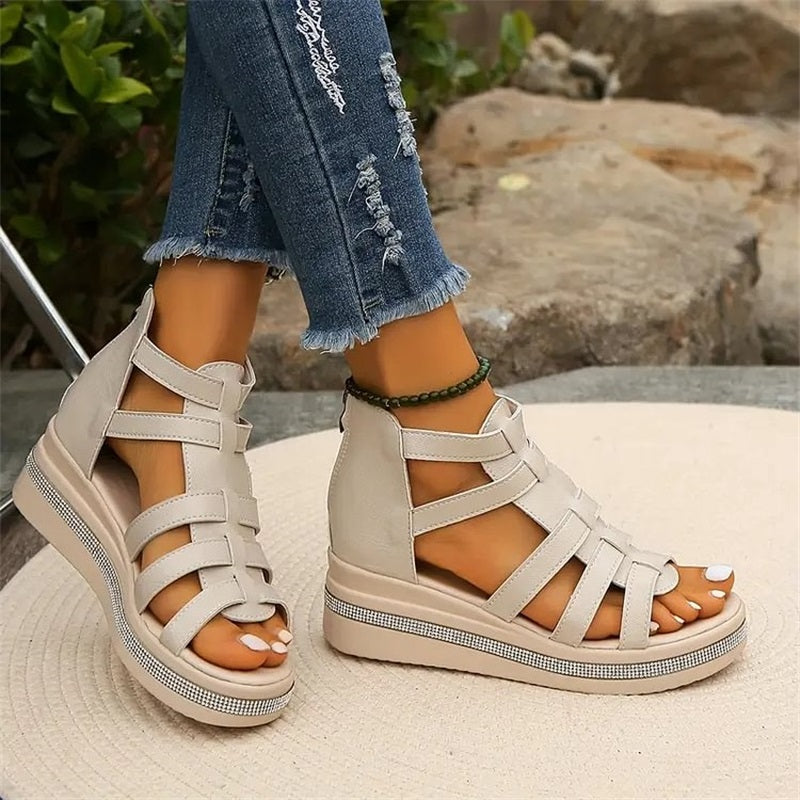 1+1 FREE: MW | Mit Strass besetzte Keilsandalen