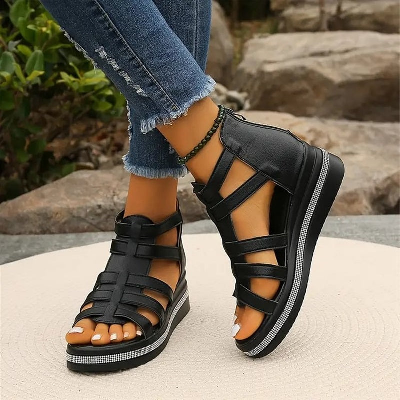 1+1 FREE: MW | Mit Strass besetzte Keilsandalen