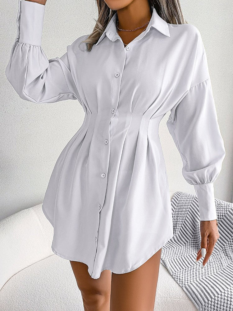 MW | Laternenärmel Asymmetrisches Minikleid mit Taille