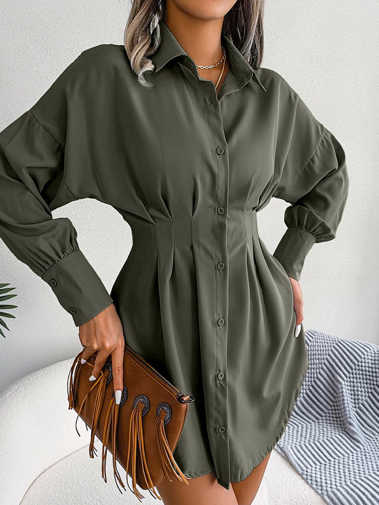 MW | Laternenärmel Asymmetrisches Minikleid mit Taille
