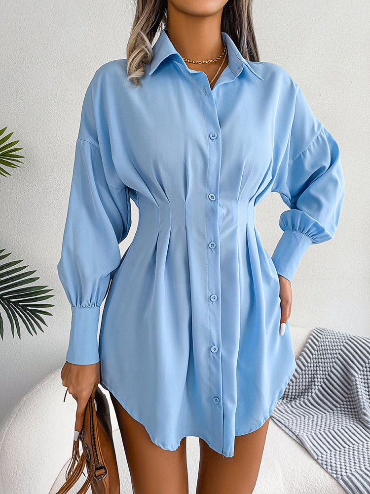 MW | Laternenärmel Asymmetrisches Minikleid mit Taille