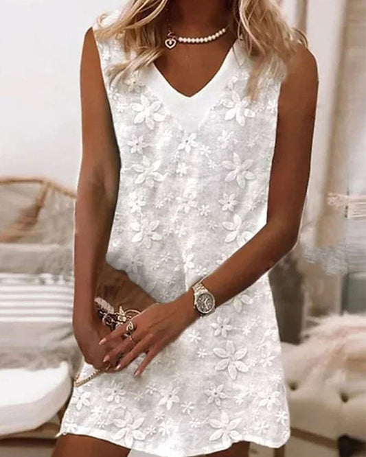 MW | Minikleid mit Blumenapplikationen