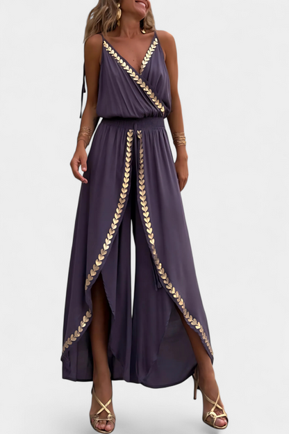 MW | Vergoldete Eleganz Drapierter Jumpsuit