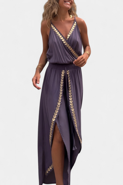 MW | Vergoldete Eleganz Drapierter Jumpsuit