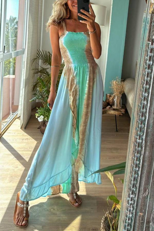 MW | Blau Tie Dye Urlaub Maxi Kleid