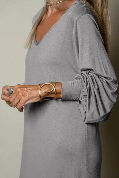 MW | Damen Lässiges Maxikleid mit V-Ausschnitt